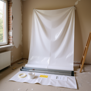 Système de barrière anti-poussière Vevor, poteaux télescopiques en aluminium de 12 pieds, housse de protection pliable pour la décoration intérieure et la peinture - Product Image 2