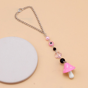 Chaîne de bijoux avec pendentif champignon, breloques œil porte-bonheur et fleur pour femme, accessoire de mode - Product Image 4