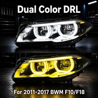 Kit de modernisation des phares avant HXFG pour BMW Série 5 F10 F18 2011-2017, entièrement LED, double couleur jaune et blanc, avec feux de jour Angel Eye.