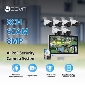 Système de caméra de sécurité NVR 4COVR 6X 8MP 4K à 8 canaux avec moniteur LCD CCTV, vision nocturne IA, sécurité domestique 4K Full HD, visualisation extérieure via application - Product Image 2