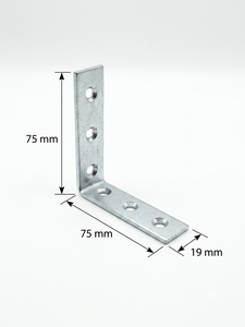 Support d'angle robuste en fer 75x75x19, galvanisé et thermolaqué, quincaillerie de fixation pour meubles en bois et cadres métalliques - Product Image 3