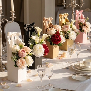 Scatole Regalo per Fiori, Contenitore per Bouquet con Manico, Scatola per Composizioni Floreali per Compleanni, Matrimoni, Festa della Mamma, Forniture per Feste - Product Image 4