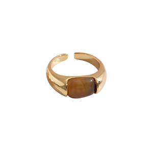 Minimalist Wrap Tiger Eye <b>Stone</b> <b>Ring</b> 18K Gold Silver <b>Two</b> Tone Plated Chunky Wide Band Statement Finger <b>Ring</b> - Product Image 2