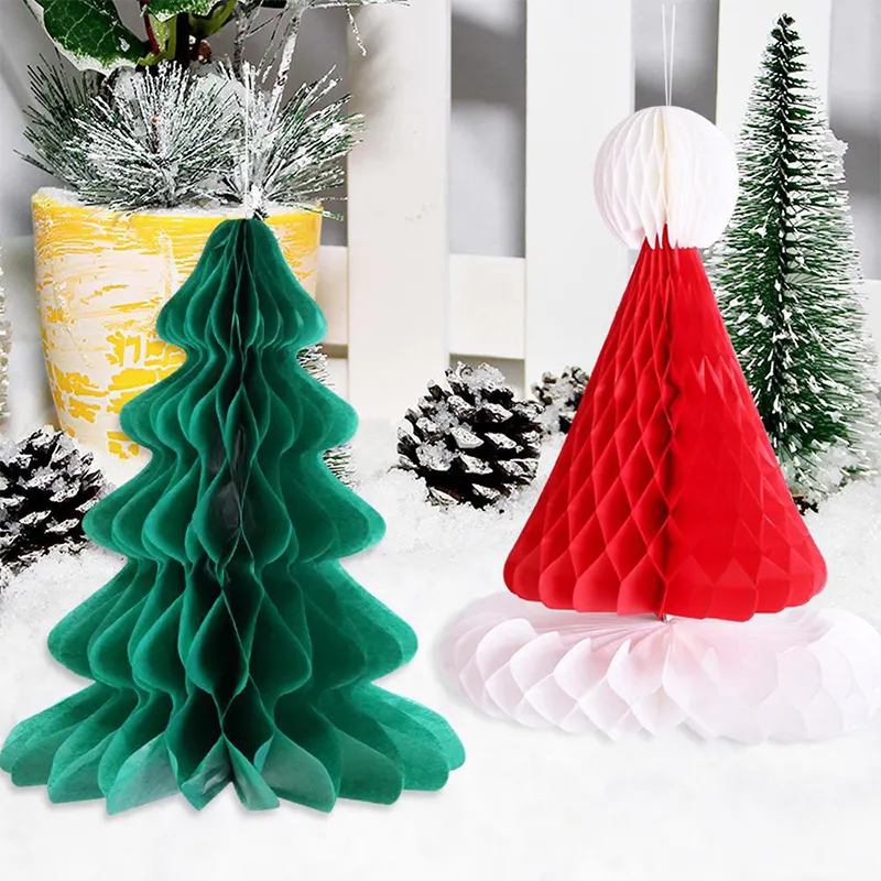 High Quality Christmas Paper Honeycomb Ball Christmas Tree Hanging Party Ornament