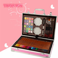 Coffret de peinture acrylique et aquarelle en aluminium de haute qualité pour enfants, ensemble de 145 stylos d'art, cadeau en aluminium pour enfants, vente en gros