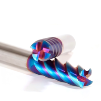 Fraise à queue en carbure monobloc HRC65 à 4 cannelures, revêtement bleu, en carbure de tungstène, pour usinage CNC de métaux, outil de coupe, usine