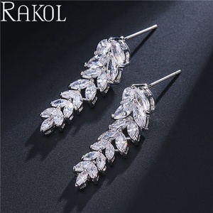 Rakol ต่างหูแต่งงานหรูหรารูปใบไม้สีเงินสเตอริ่งสำหรับเจ้าสาว EP040 - Product Image 5