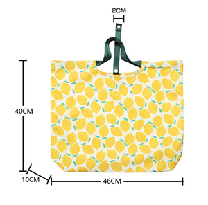 Factory Folding <b>Medium</b>-Size Polyester Reusable Eco-friendly Promotion Shopping <b>Bag</b> Custom Printed Fruit Design Ribbon Rope - Product Image 2