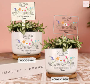 Pot de fleur en céramique personnalisé jardinière de mois de naissance pour <span class=keywords><strong>grand</strong></span>-<span class=keywords><strong>mère</strong></span> <span class=keywords><strong>cadeau</strong></span> de fête des mères - Product Image 3