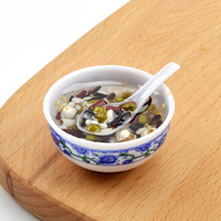 Porte-clés en PVC 3D, simulation d'aliments mignons et délicieux, porcelaine chinoise bleue et blanche, accessoires en forme de beignets et de nouilles, porte-clés en plastique