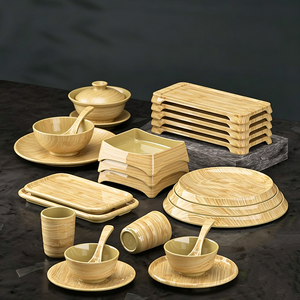 Assiettes plates en mélamine <span class=keywords><strong>imitation</strong></span> bambou pour buffet et restaurant, idéales pour la maison et la cuisine - Product Image 1