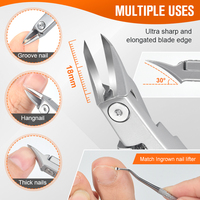 Ensemble d'outils de manucure de pédicure alimenté par brevet de haute qualité lame en acier inoxydable pointe pointue excluant les coupe-ongles à cuticules de peau morte