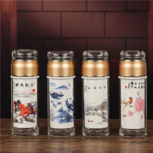 จิงเต๋อเจิ้นขวดน้ำ300มล. วัสดุเซรามิกเพื่อสุขภาพทำธุรกิจเก็บความร้อนสองชั้นดีไซน์ใหม่ - Product Image 2