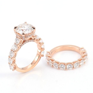 Or rose 18K 14K 10K, design à 4 griffes. Bagues en diamants de moissanite certifiés, nouveau design, cadeau tendance pour femmes, ensemble de bagues - Product Image 2