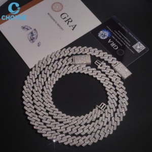 925 Solid Sterling <b>Silver</b> Moissanite Cuban Link <b>Necklace</b> VVS Moissanite Inlaid <b>Silver</b> Chain Lover Gift Wholesale <b>Silver</b> Jewelry - Product Image 2