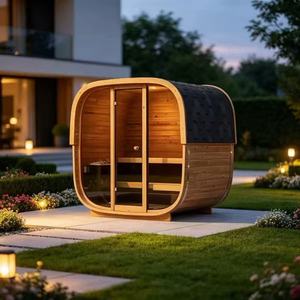 Sauna Exterior de Madera de Hemlock con Calentador de Piedra Volcánica de 4000W, Bluetooth Inteligente, para Uso Familiar y en Hoteles - Product Image 1