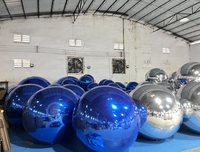 Boule miroir gonflable bleue 0,4 m réutilisable, grande décoration d'événement, ballon en PVC, ballon à bulles pour décoration de fête et de mariage