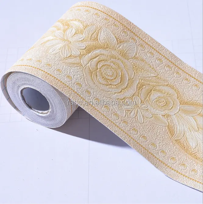 3D Top Quality Embossed Vinyl Printed wall border paper self adhesive wallpaper border