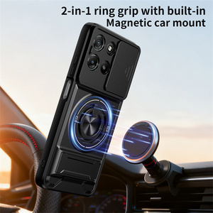 Funda Protectora <span class=keywords><strong>para</strong></span> Teléfono con Anillo Magnético y Protección de Cámara a Prueba de Golpes <span class=keywords><strong>para</strong></span> MOTO G67 5G/G77 5G, con Ventana Deslizante y Soporte <span class=keywords><strong>para</strong></span> Coche, Fabricada en TPU+PC - Product Image 1