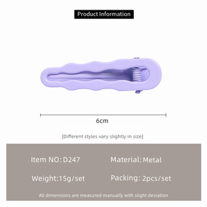 Juego de 3 piezas al por mayor de 2024 accesorios para el cabello con forma de onda horquillas de metal hechas a mano para niñas - Product Image 5