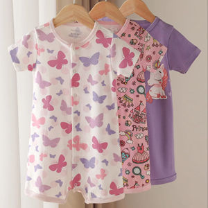 Barboteuse tricotée en coton respirant Offre Spéciale pour bébé vêtements pour enfants avec fermeture à glissière à manches courtes - Product Image 1