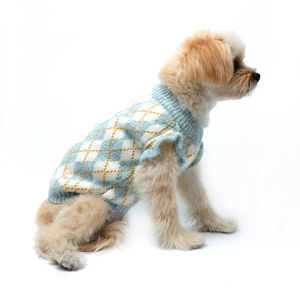 가을/겨울 통기성 친환경 편안한 클래식 울 체크무늬 스웨터 조끼 요크셔 테리어 포메라니안 소형견용 - Product Image 4