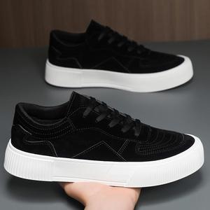 รองเท้าผ้าใบลำลองสไตล์เกาหลีสำหรับผู้ชาย รุ่นปีใหม่ 2025 เรียบง่าย ใช้งานได้หลากหลาย ทรงเตี้ย ทันสมัย พื้นหนา ไซส์ใหญ่พิเศษ เหมาะสำหรับเดิน - Product Image 2