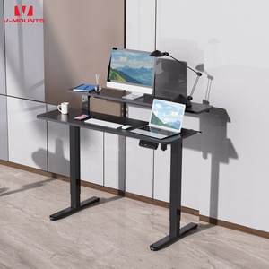 Supports en V Conception <span class=keywords><strong>de</strong></span> <span class=keywords><strong>bureau</strong></span> à double couche assis pour se tenir debout Hauteur réglable <span class=keywords><strong>Bureau</strong></span> à domicile avec repose-pieds <span class=keywords><strong>micro</strong></span>-réglables JSD5-01-DS - Product Image 1