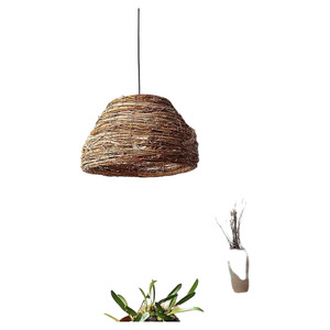 Lampe suspendue en rotin ronde E27 LED à tête unique, style Zen, pour salon et chambre à coucher - Product Image 5