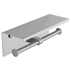 Porte-papier toilette double auto-adhésif en aluminium spatial avec tablette pour téléphone, porte-rouleau de papier toilette double - Product Image 2