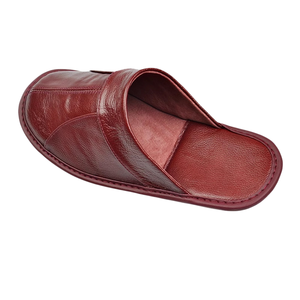 <b>Men</b> Genuine Cowhide Leather <b>Slippers</b> Breathable Shock Absorption Soft Smooth Sole <b>Bedroom</b> Flat Indoor Outdoor All Seasons - Product Image 3