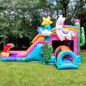Llama double lane wet or dry combo <b>inflatable</b> bounce <b>house</b> and water slide bouncy castles for sale - Product Image 1