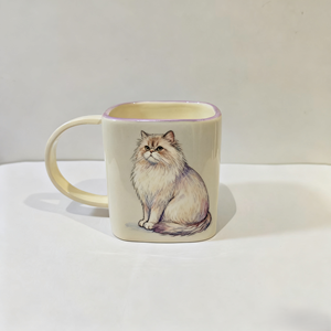 Taza de Cerámica Hecha a Mano Personalizada - Diseño de <span class=keywords><strong>Gato</strong></span> <span class=keywords><strong>Persa</strong></span> Pintado a Mano, Regalo Perfecto para las Fiestas - Product Image 3