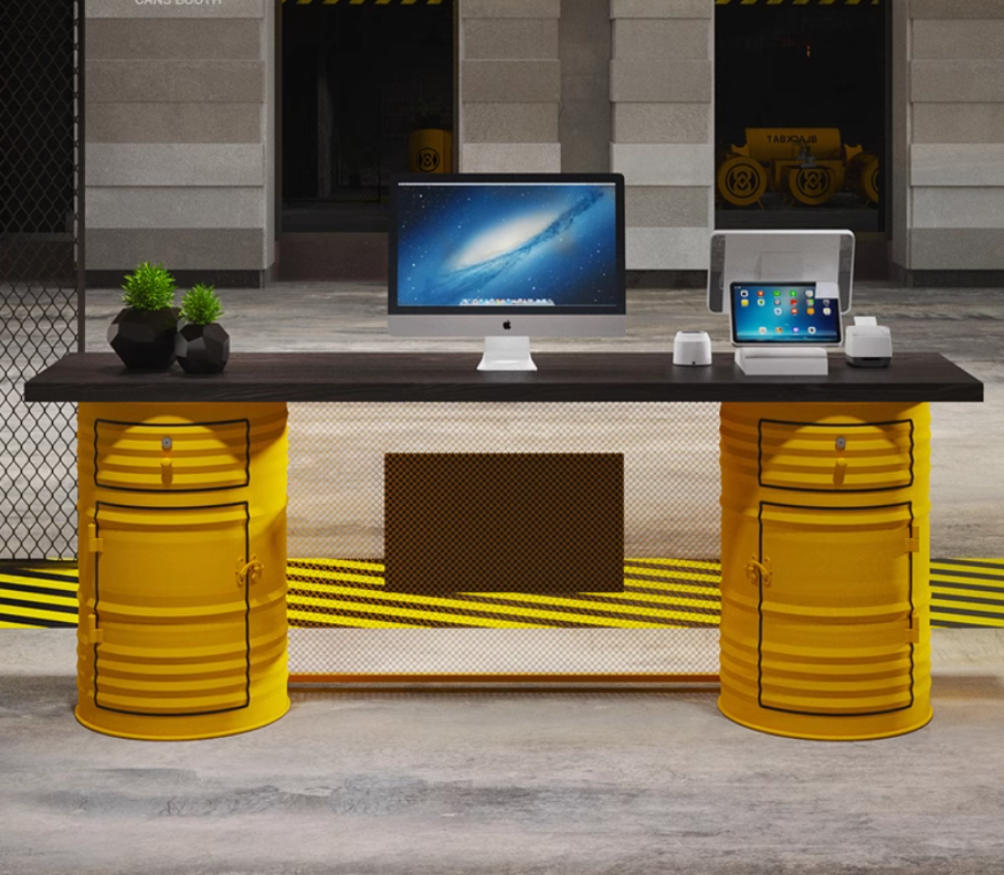 Modern Industrial Wind Cash Register for Small Milk Tea Shop Car Wash Video Game Hall Clothing Shop Iron Front Desk Coffee