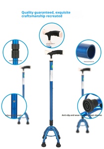 Bastón de Apoyo Cuádruple Ligero de Aluminio <span class=keywords><strong>RUFU</strong></span> RF1101, Muletas Médicas con Mango de Plástico para Personas Mayores - Product Image 2