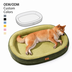 <span class=keywords><strong>Coussin</strong></span> orthopédique en mousse pour <span class=keywords><strong>chien</strong></span>, ovale, doux, en velours côtelé, design de créateur, vente en gros - Product Image 1