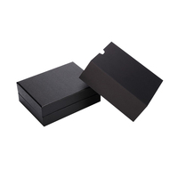 Boîte télescopique personnalisée avec logo, texture croisée noire mate haut de gamme, revêtement UV, gaufrage, fermeture magnétique pour accessoires électroniques