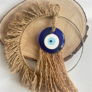 Hilo de cáñamo hecho a mano, tejido de Ojo Azul, decoración de pared, bazar de mimbre, Ojo del <span class=keywords><strong>diablo</strong></span> turco, arte de pared, decoración del hogar - Product Image 2