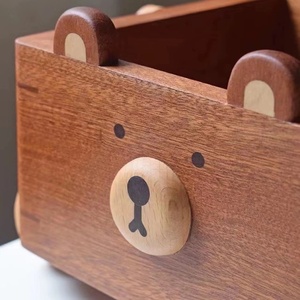 Cesta de almacenamiento de madera maciza hecha a mano con asa, bonito accesorio de oso de escritorio <span class=keywords><strong>para</strong></span> artefactos cosméticos y artículos <span class=keywords><strong>para</strong></span> bebés - Product Image 2