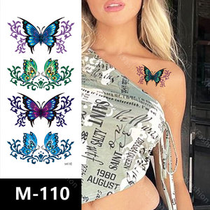 3D mariposa flor de loto sexy chica cuerpo personalizado pigmento transferencia de agua temporal mehndi puntadas sexy espalda baja tatuaje pegatinas - Product Image 6