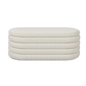 TOSEE mobilier de salon design simple tissu Teddy coussin doux blanc tabouret banc de rangement - Product Image 2
