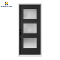 2025 moderne noir américain Double extérieur entrée avant porte d'entrée en acier fabriqué en Chine avec Smartlock