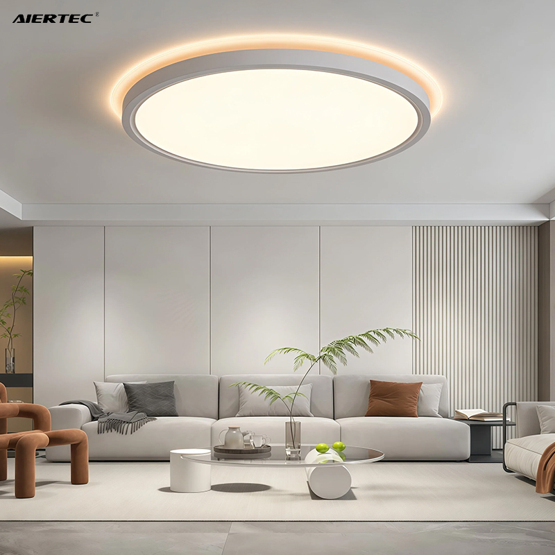 Adjustable 3CCT Backlit LED Ceiling Light Round Slim 2700K/4100K/6500K Dimmable Ceiling Lamp with SMD2835 Ambient Halo Effect