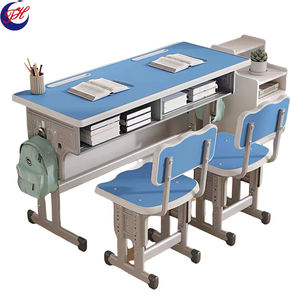 Doppia scrivania moderna sedia regolabile funzione uso scuola camera da letto soggiorno casa ufficio parco in metallo durevole plastica scuola Set - Product Image 1