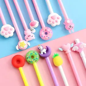 Lot de 20 stylos gel mignons à motif de dessin animé, stylos de signature de bureau, encre gel noire 0,5 mm, fournitures scolaires roses Kawaii, papeterie pour étudiants - Product Image 4