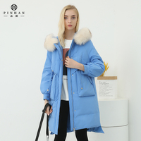 2023 New Popular Arrivals Damen 90 White Duck Daunen mantel mit Pelz Hochwertige New Fashion Daunen jacke Frauen mit großer Tasche