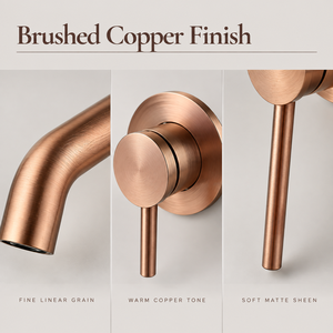 Rubinetto a Muro per Lavabo in Rame Spazzolato, Miscelatore Nascosto Monocomando per Bagno, Rubinetto a Muro Oro Rosa - Product Image 5