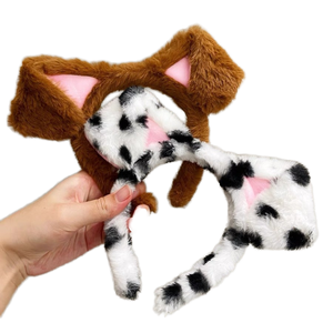 Dalmatian bando rambut telinga lembut lucu kartun hiasan kepala anjing untuk gaun pesta liburan Natal kartu Rambut - Product Image 6