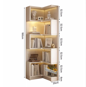 Meuble de salon moderne blanc, étagère d'angle, étagère de rangement avec tiroirs, éclairage intégré - Product Image 5