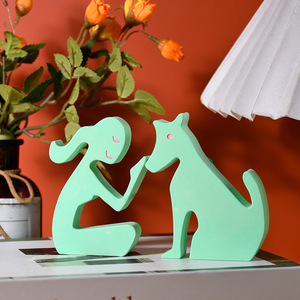 DIY goutte colle moule en trois dimensions petite fille et chiot silicone moule bougie plâtre figure décoration - Product Image 4